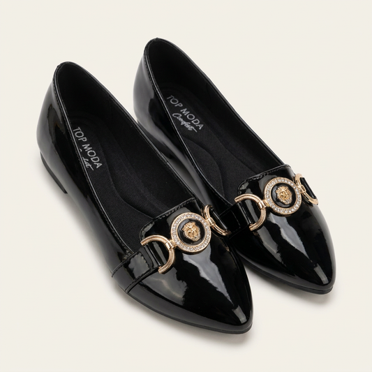 Flats Top Moda · BRIELLE-45 · BLACK PAT