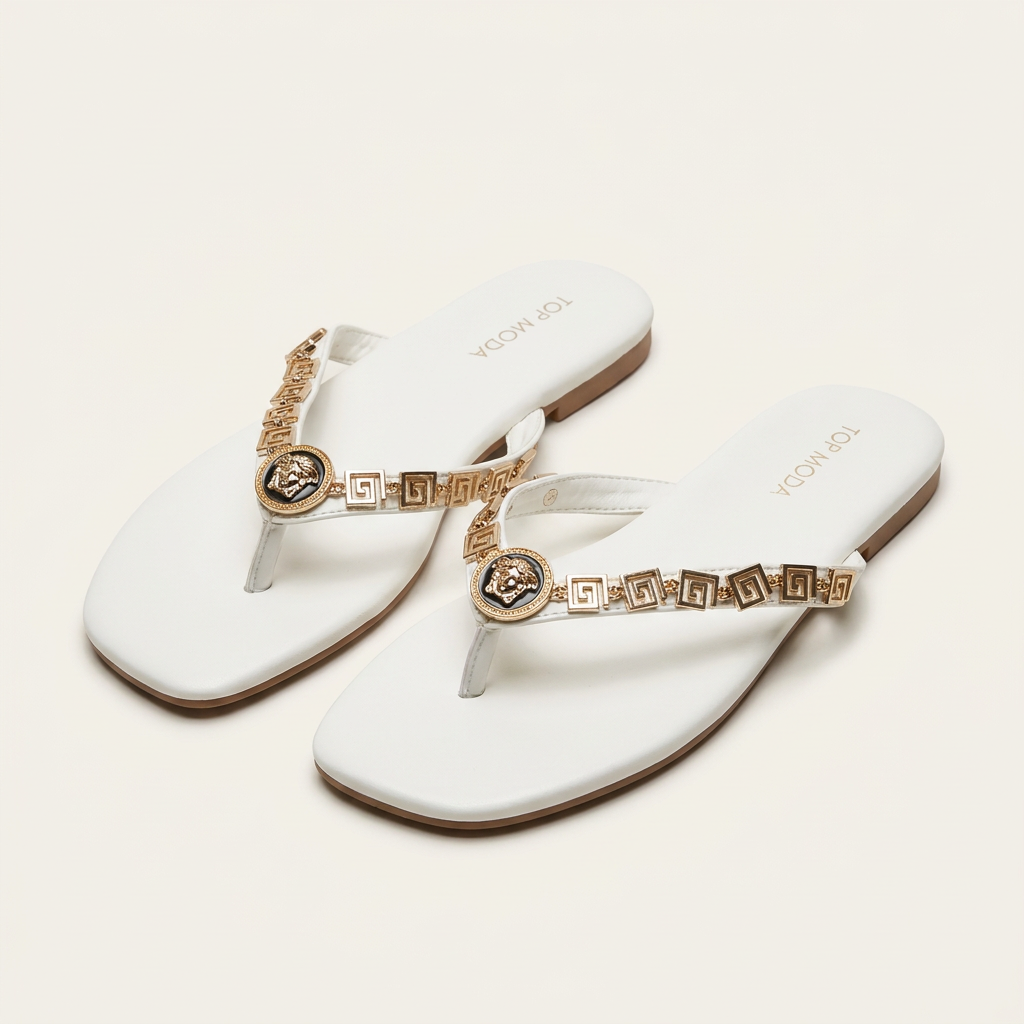 Sandalias Top Moda · OLIVE-7 · WHITE PU