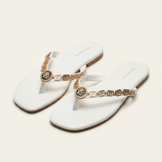 Sandalias Top Moda · OLIVE-7 · WHITE PU